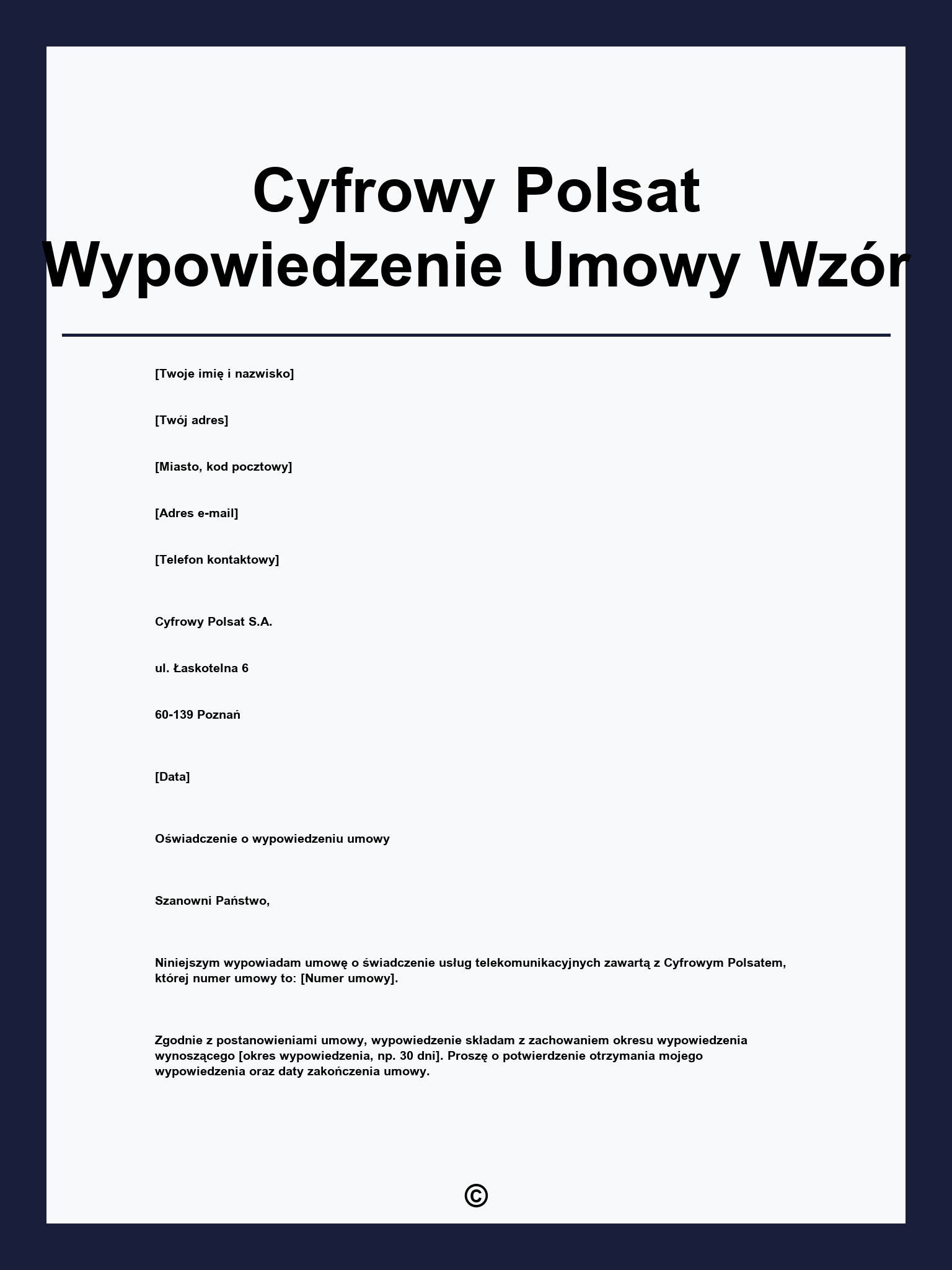 Cyfrowy Polsat Wypowiedzenie Umowy Wzór