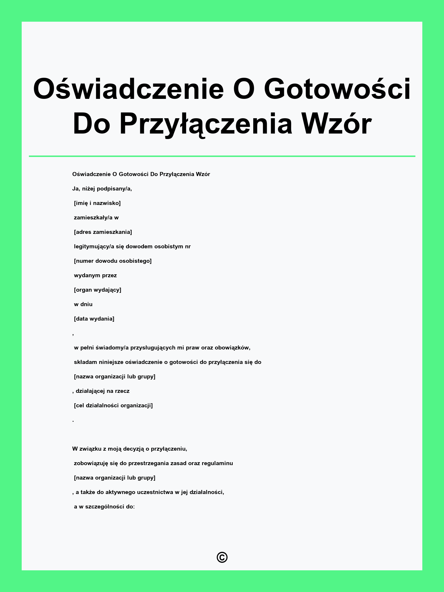 Oświadczenie O Gotowości Do Przyłączenia Wzór