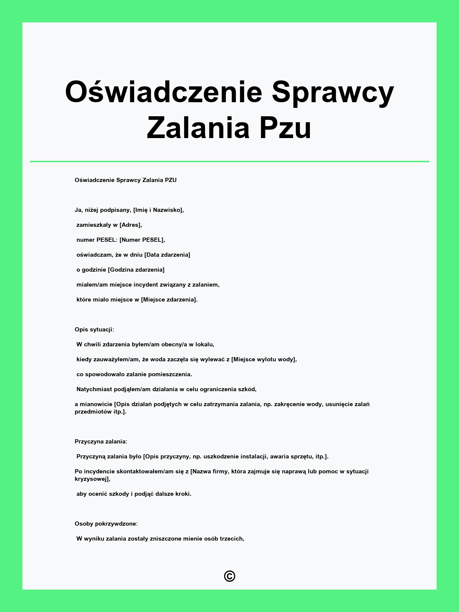Oświadczenie Sprawcy Zalania Pzu