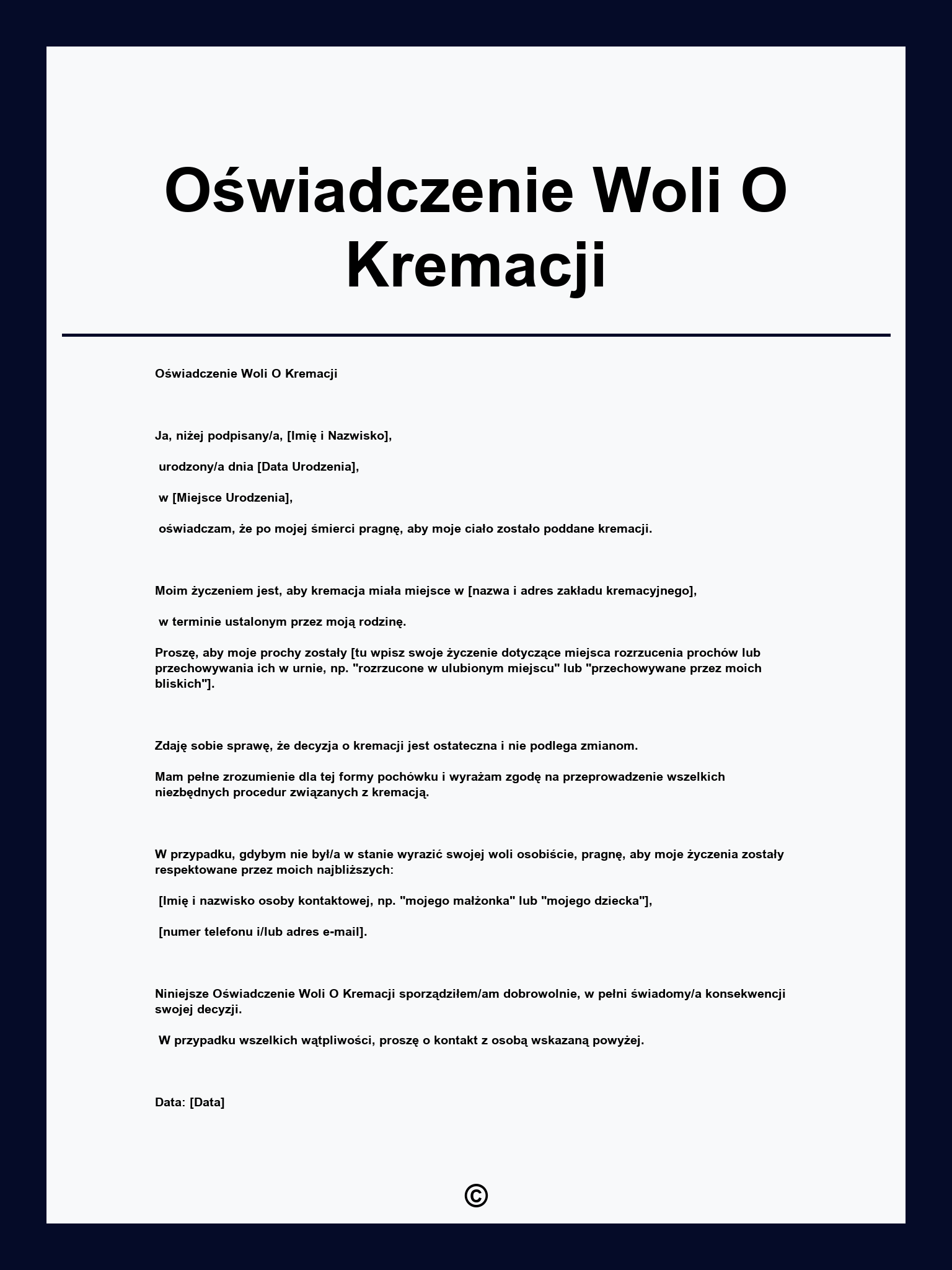 Oświadczenie Woli O Kremacji