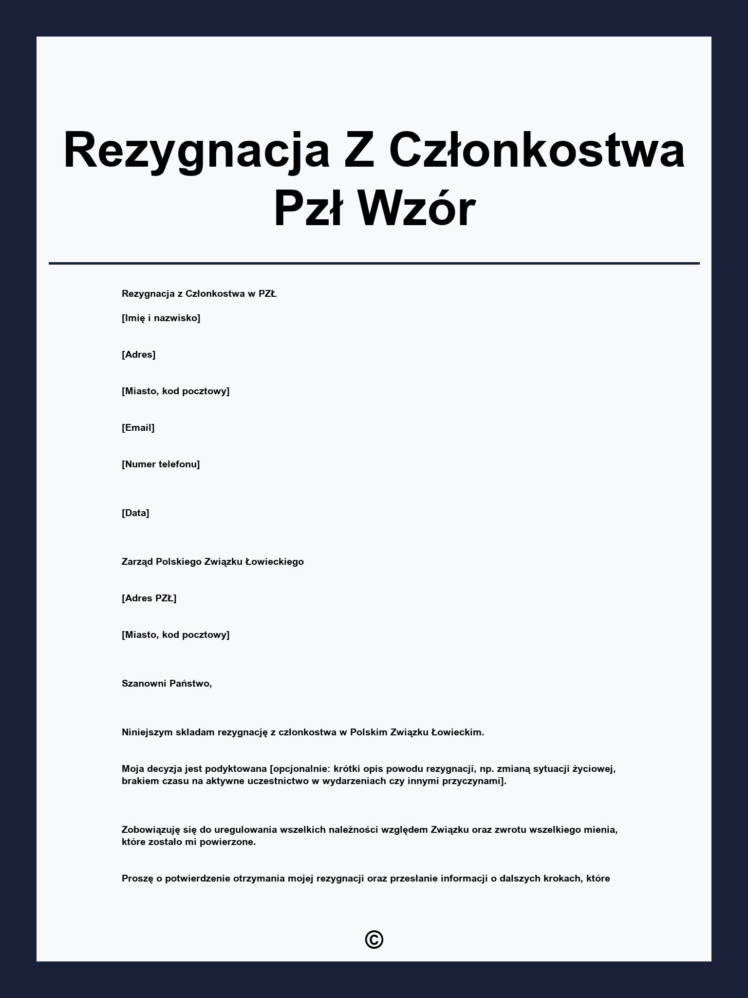 Rezygnacja Z Członkostwa Pzł Wzór