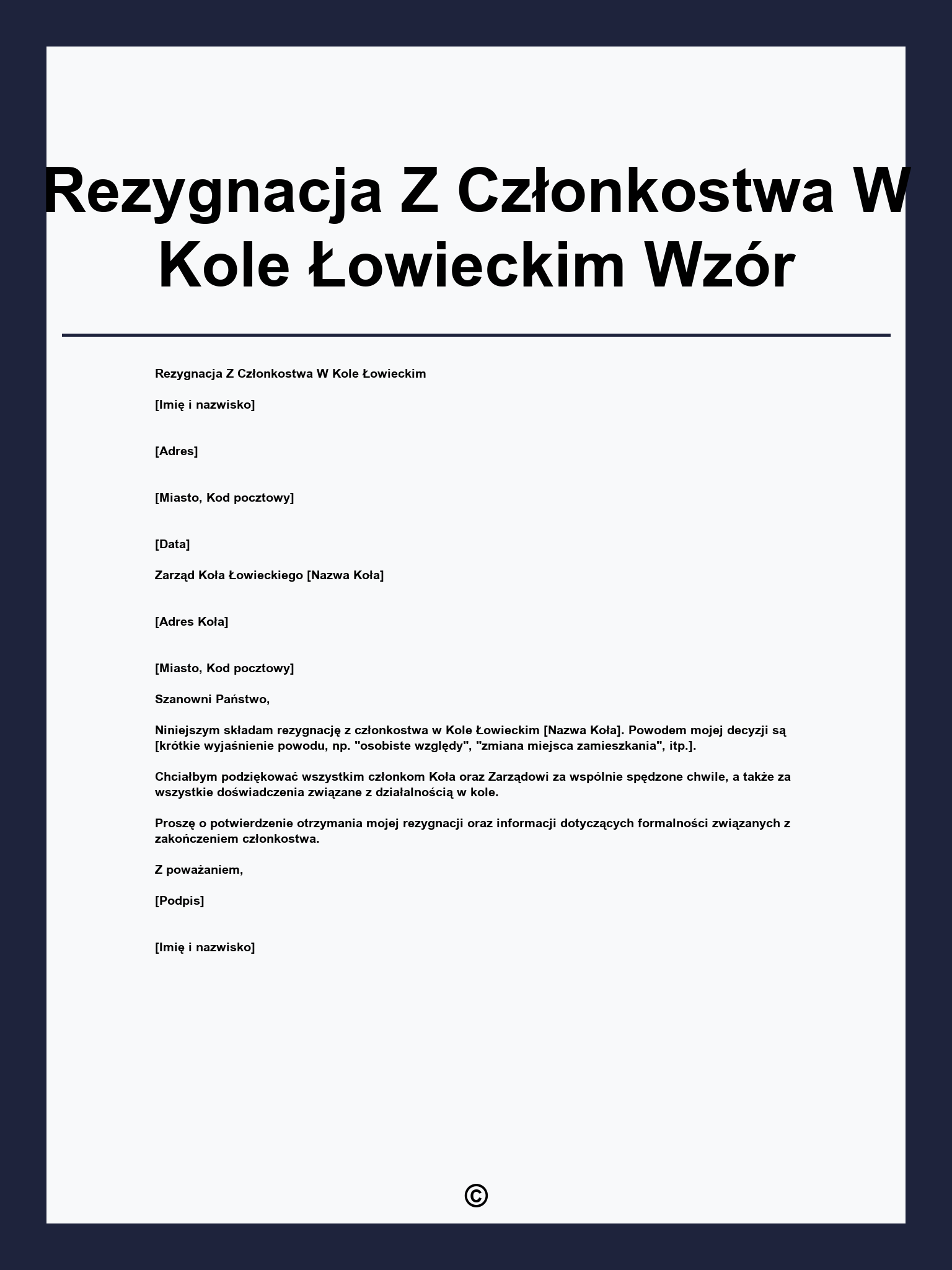 Rezygnacja Z Członkostwa W Kole Łowieckim Wzór