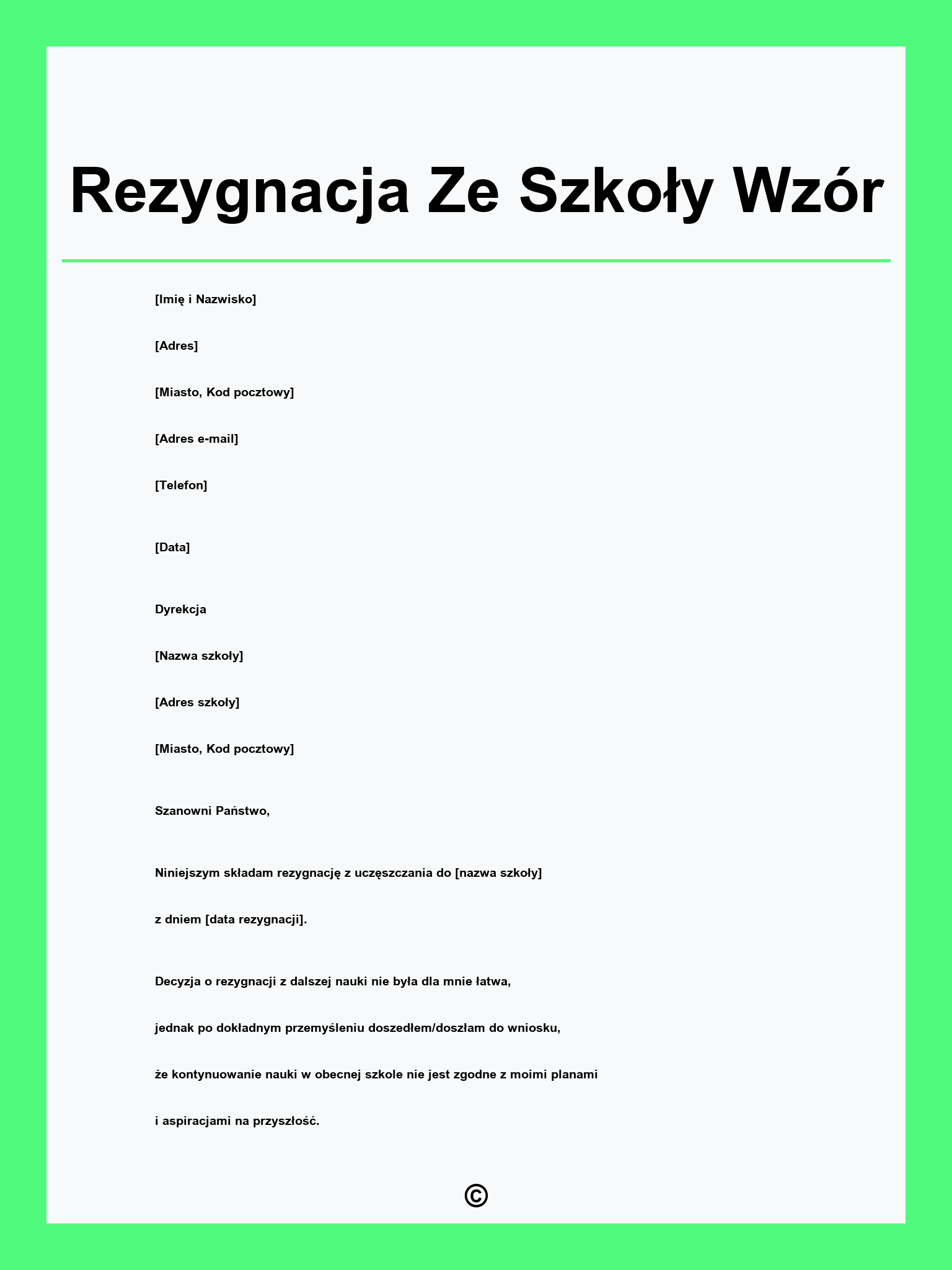Rezygnacja Ze Szkoły Wzór