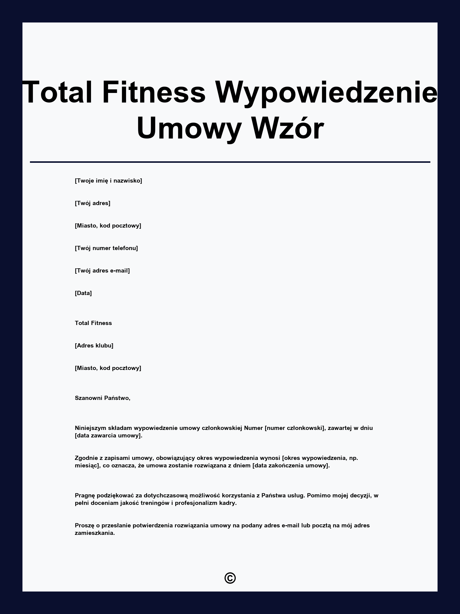 Total Fitness Wypowiedzenie Umowy Wzór