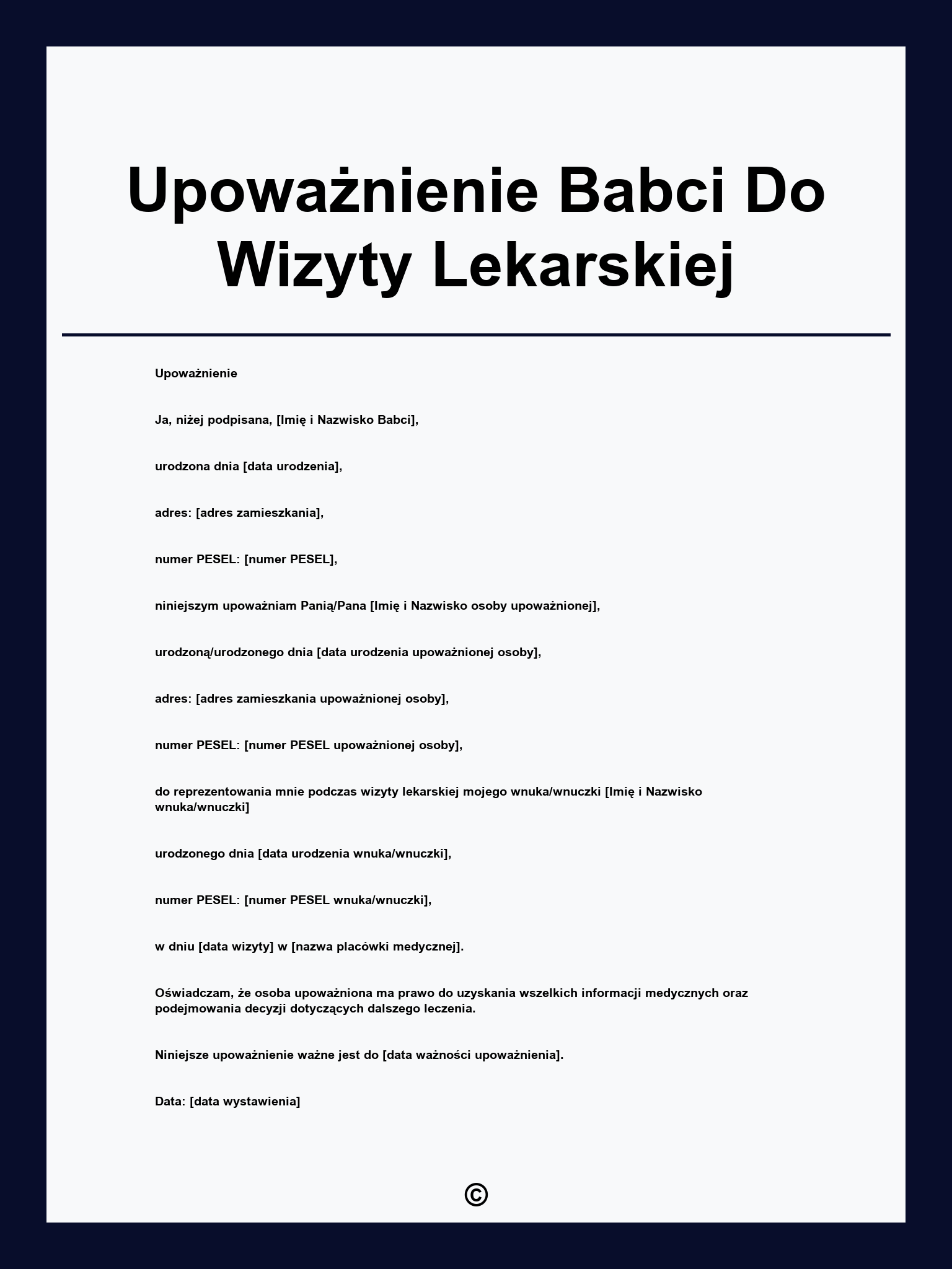 Upoważnienie Babci Do Wizyty Lekarskiej