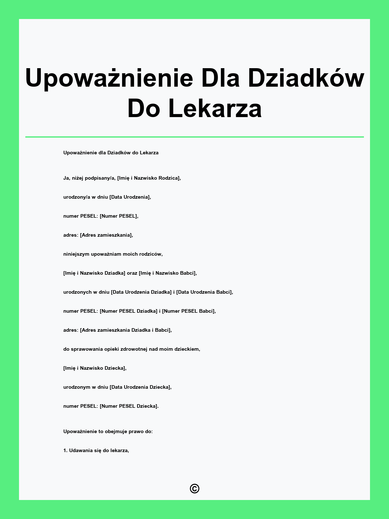 Upoważnienie Dla Dziadków Do Lekarza