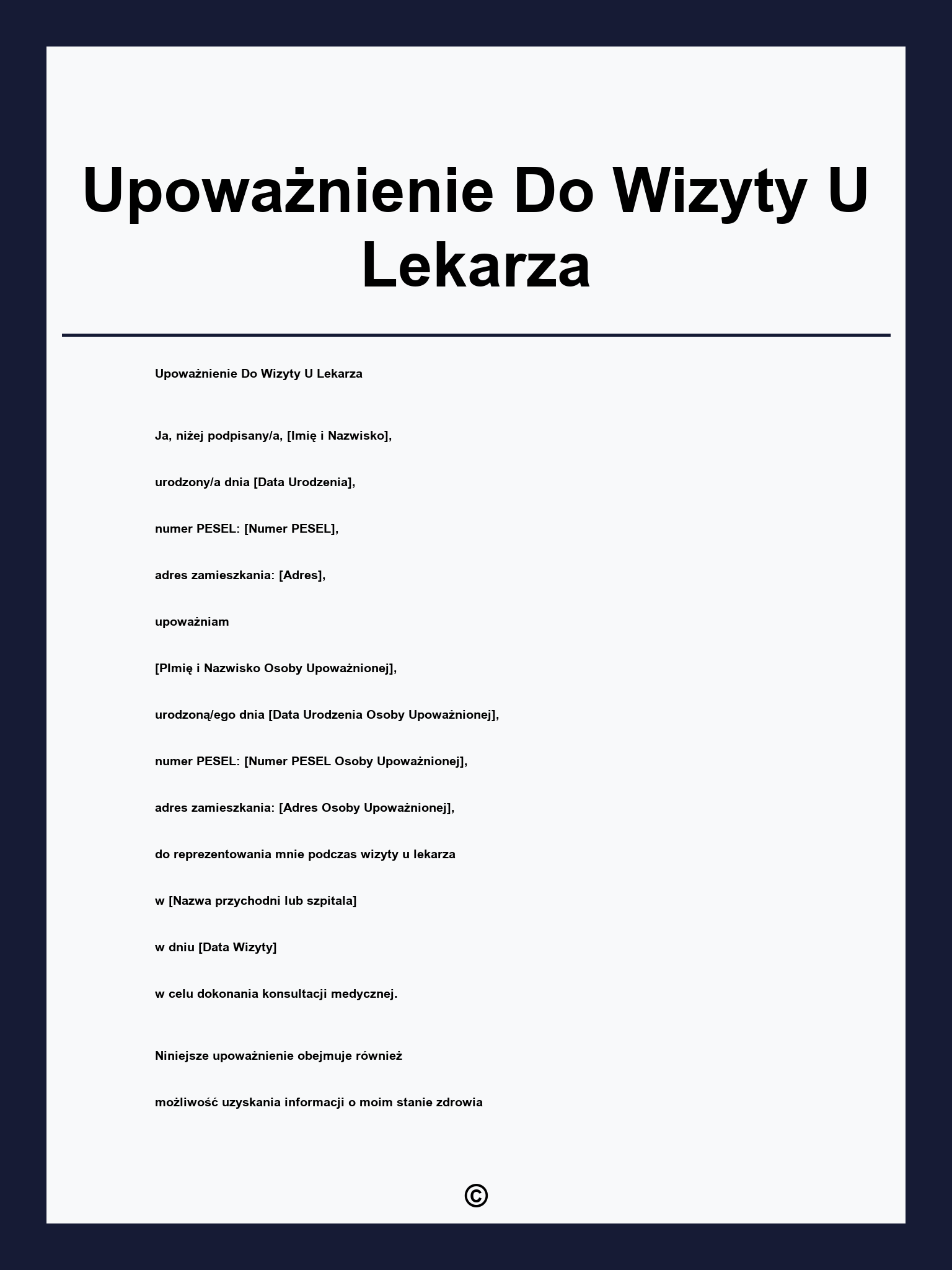 Upoważnienie Do Wizyty U Lekarza
