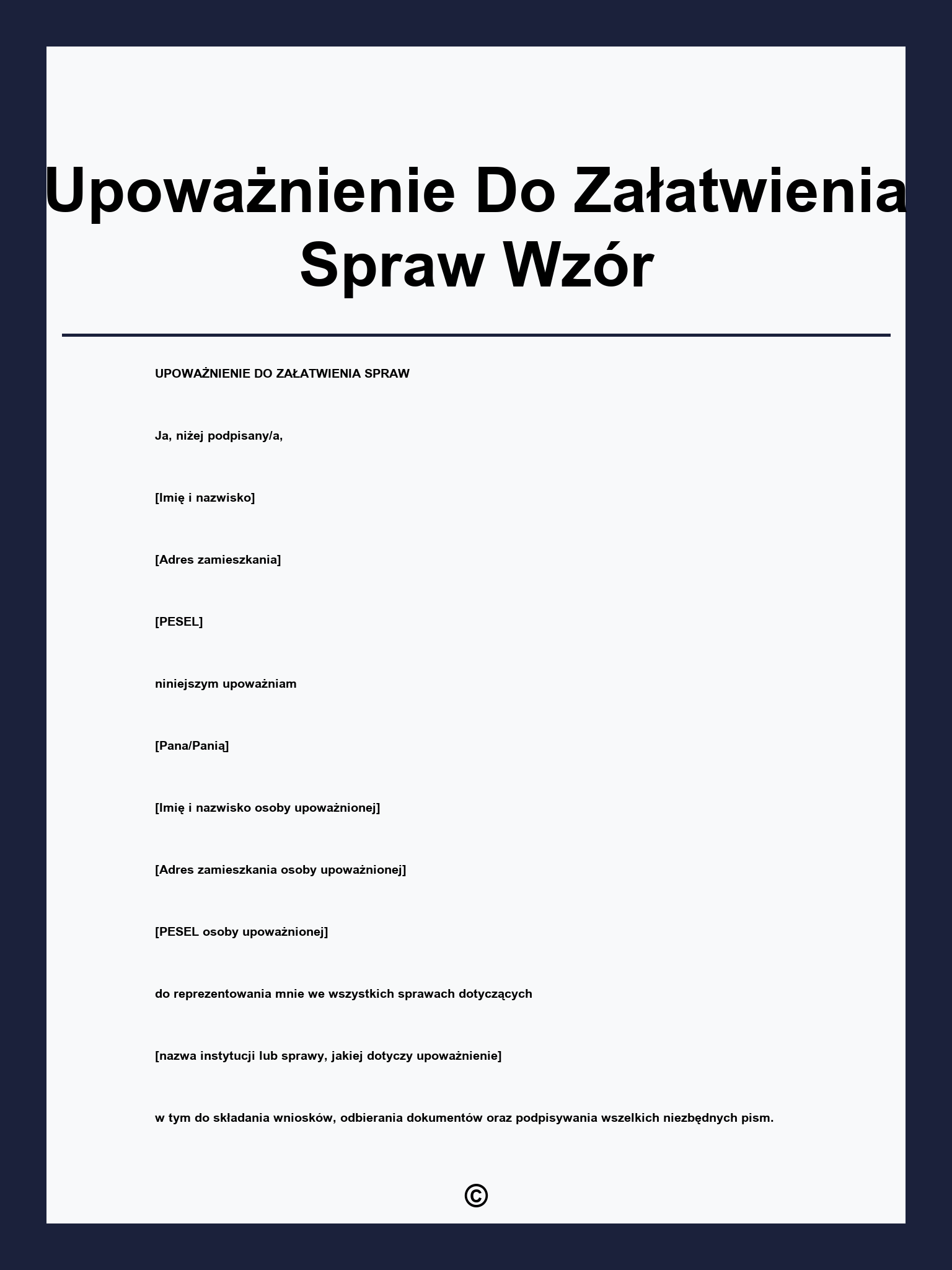 Upoważnienie Do Załatwienia Spraw Wzór