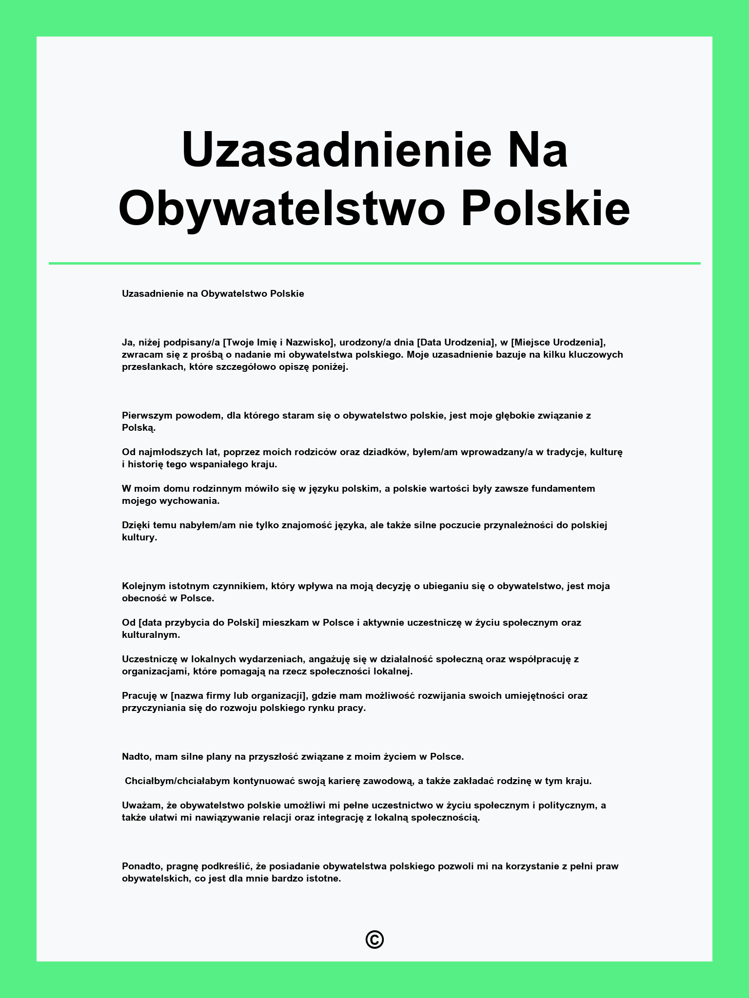 Uzasadnienie Na Obywatelstwo Polskie