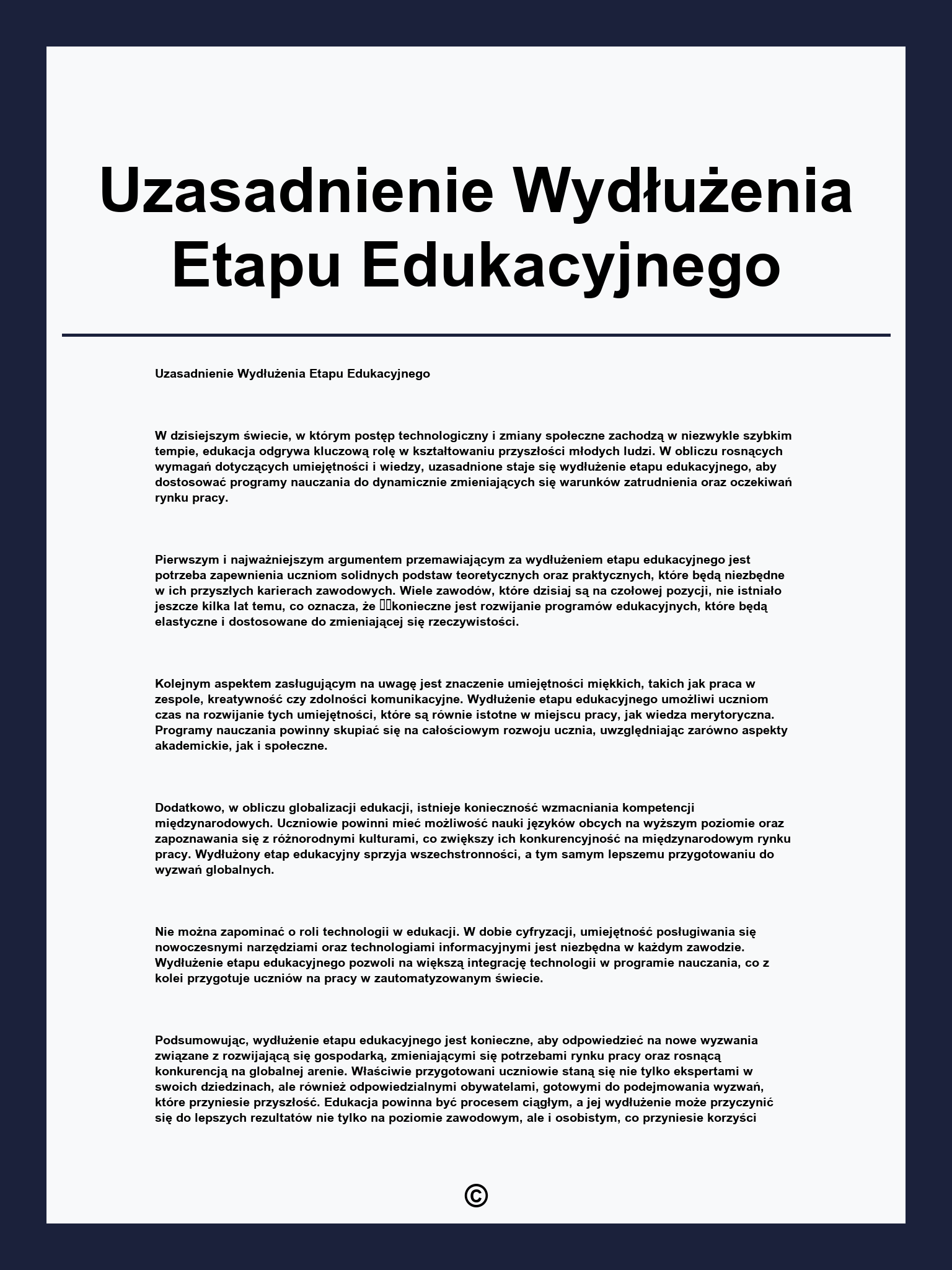 Uzasadnienie Wydłużenia Etapu Edukacyjnego
