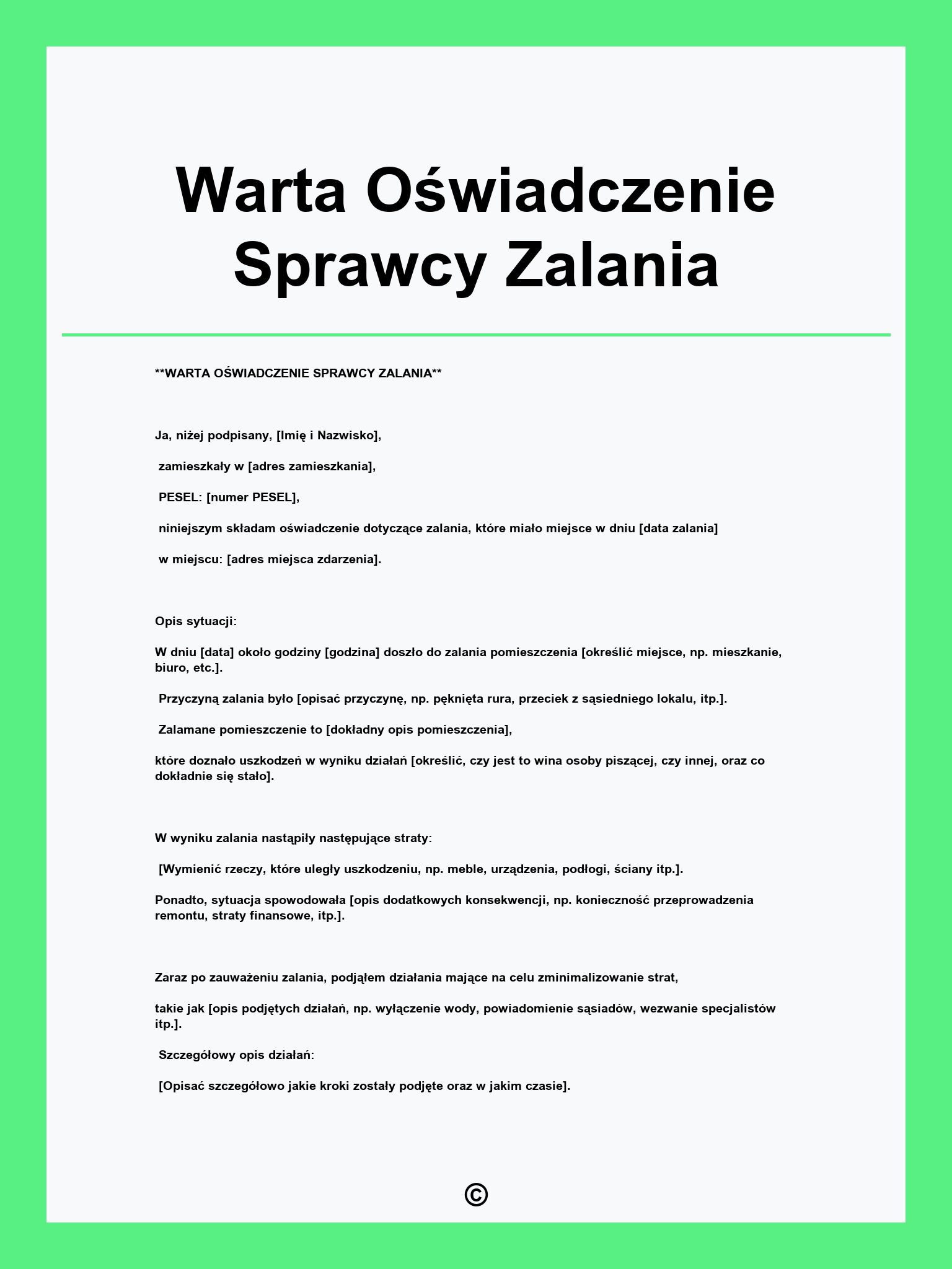 Warta Oświadczenie Sprawcy Zalania