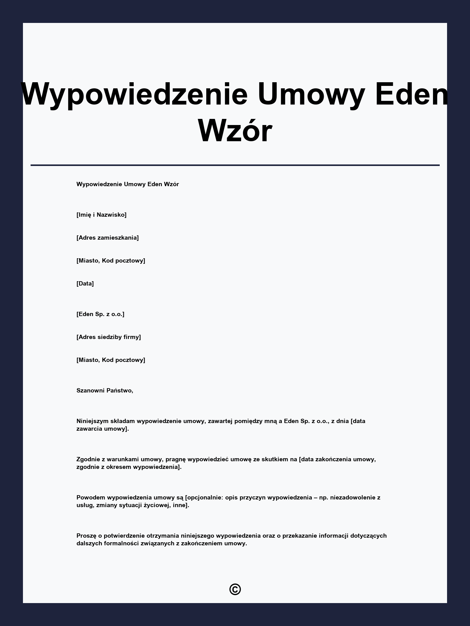 Wypowiedzenie Umowy Eden Wzór