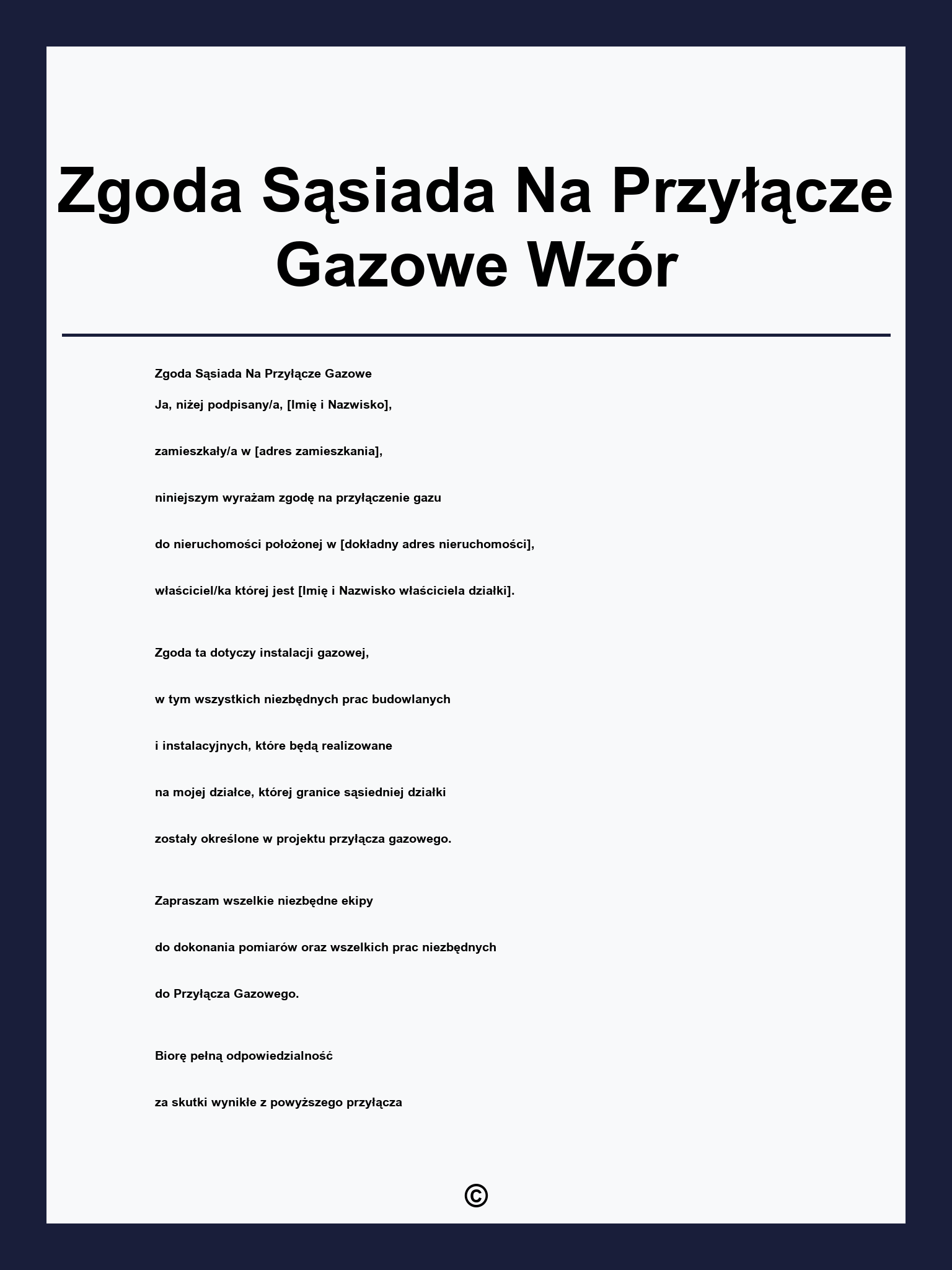 Zgoda Sąsiada Na Przyłącze Gazowe Wzór